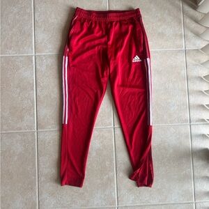 Adidas Aeroready Men’s Medium Red Tapered Leg Zip Pockets Warm Up